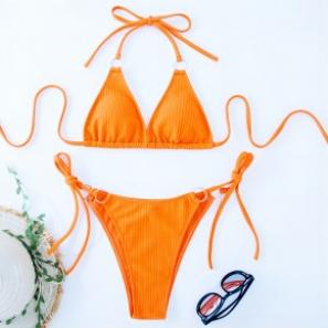 Sexy solid color bikini beach set